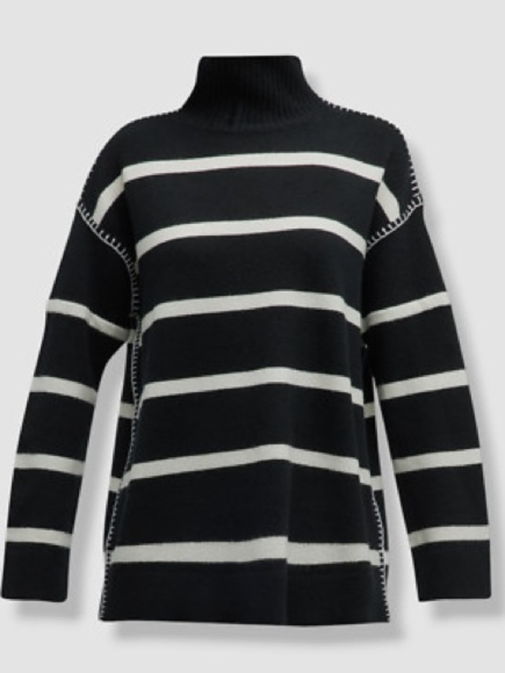 Alice + Olivia Women's Black Striped Wool Cashmere Blend Sweater Size S